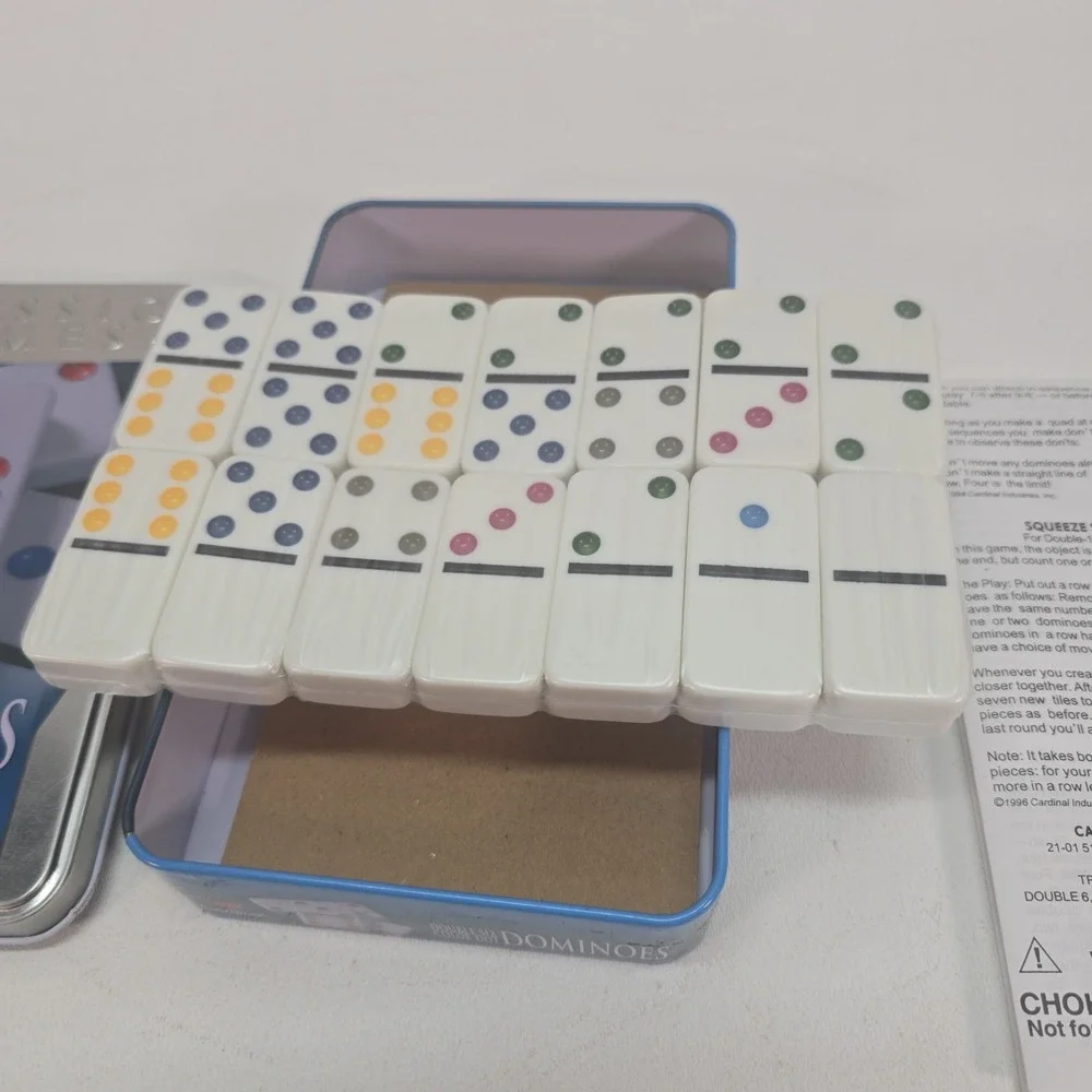 Jumbo Double Six Dominoes,  28  Size Color Dot Dominoes, White By Cardinal Nip